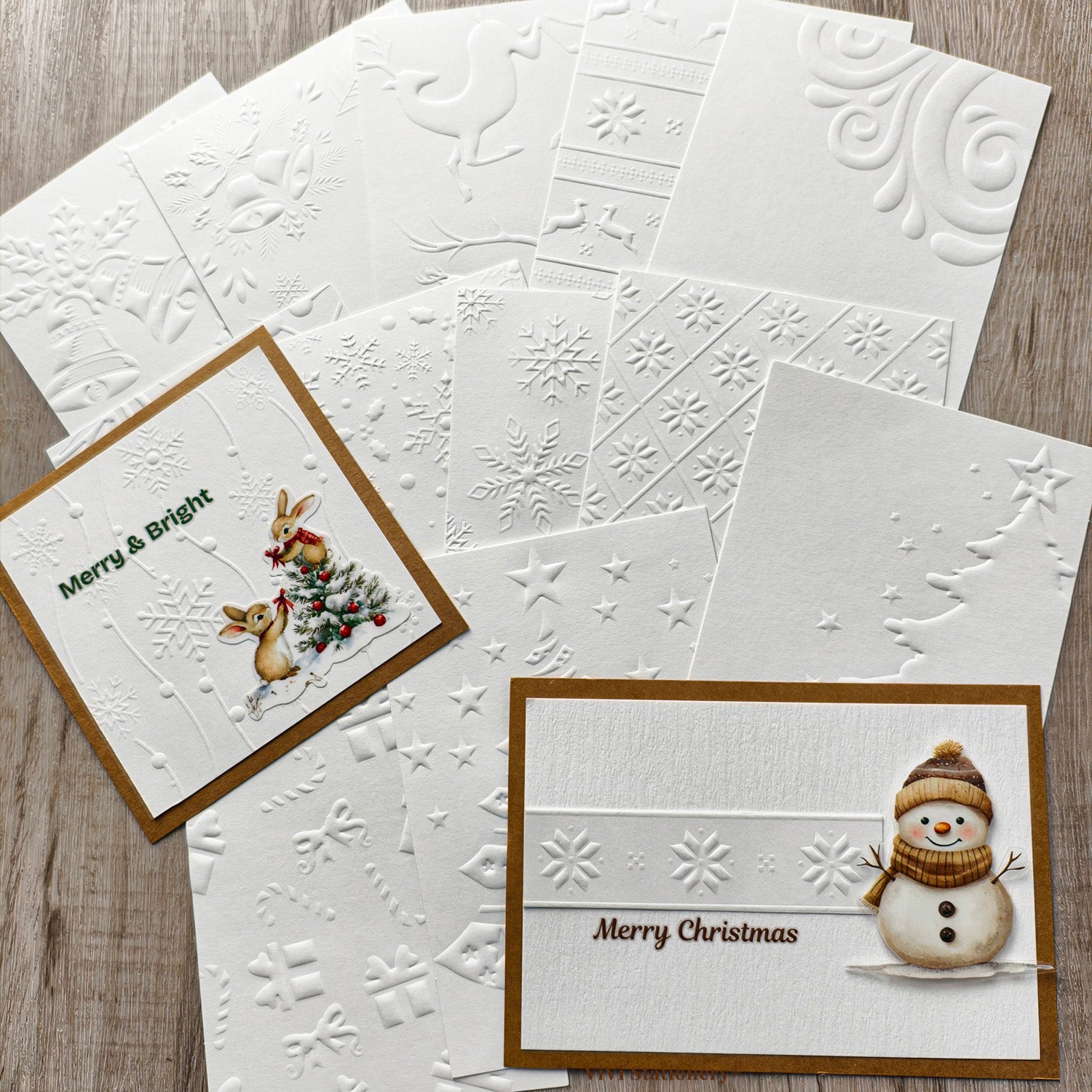 White Christmas Embossed Paper 10 Sheets – ViVi Stationery