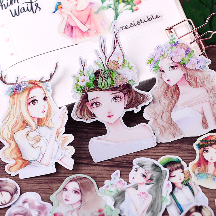 MING Aesthetic Girl Stickers 14PCS For Scrapbook And Art Journal ViVi ming-aesthetic-girl-stickers-14pcs-for-scrapbook-and-art-journal-vivi