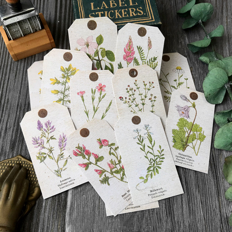 Junk Journal Stickers, Vintage Floral Die Cuts, Botanical Pl