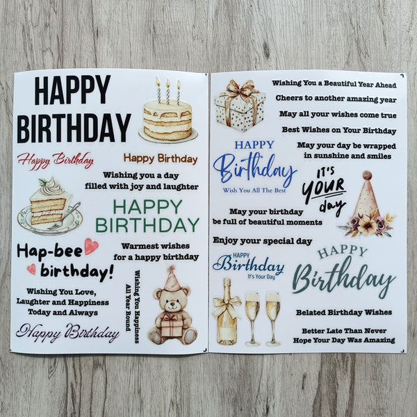 Birthday Sentiments Transfer Stickers