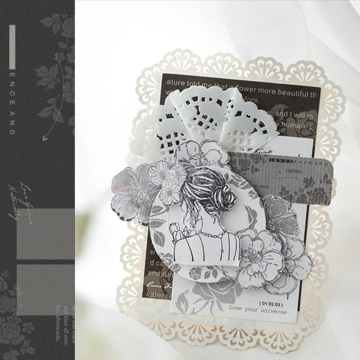 Black White Garden Scrapbook Paper