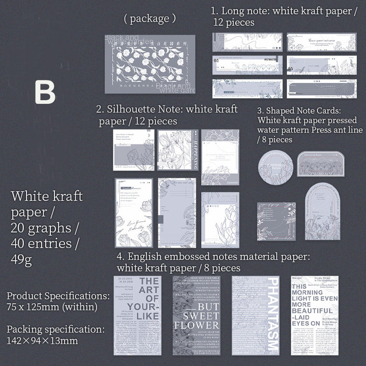 Black White Garden Scrapbook Paper