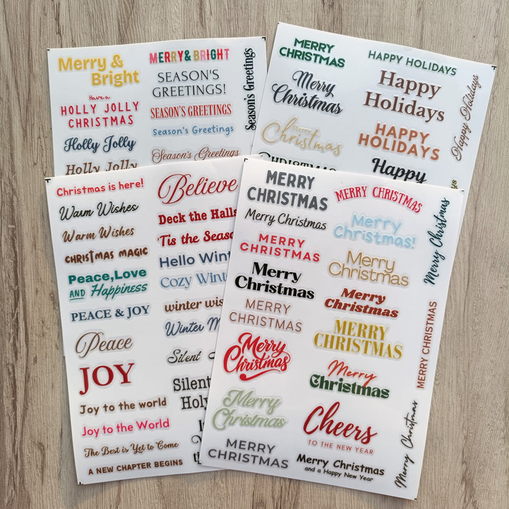Christmas Sentiments Transfer Stickers 4 Sheets – ViVi Stationery