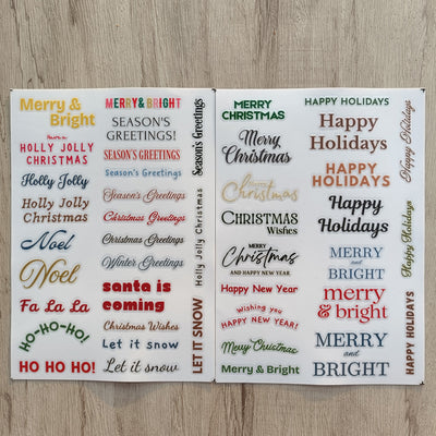Christmas Sentiments Transfer Stickers 4 Sheets