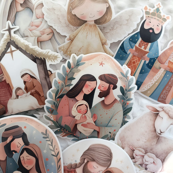 Cozy Nativity Scene Stickers