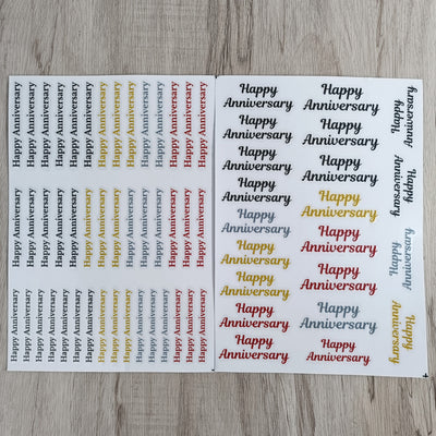 Happy Anniversary Sentiment Transfer Stickers