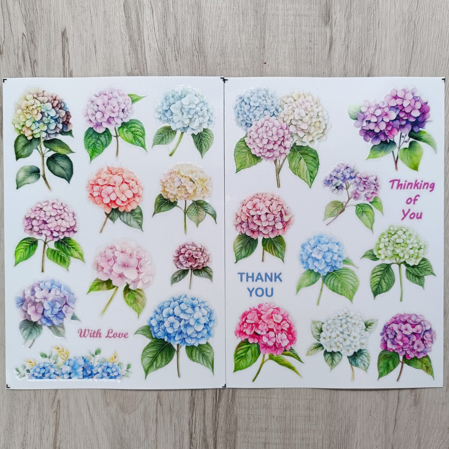 Hydrangea Matte Transfer Stickers 2 Sheets – ViVi Stationery