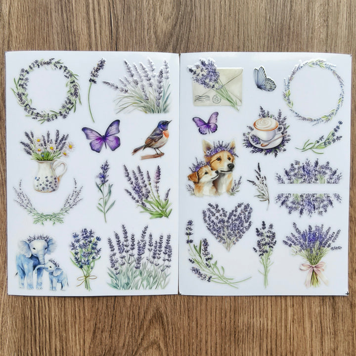 lavender flower stickers Lavender Transfer Stickers 2 Sheets – ViVi Stationery