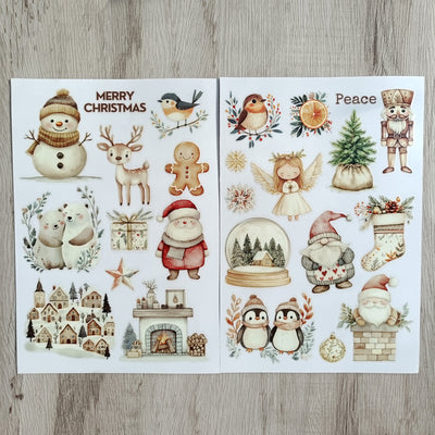 Neutral Christmas Transfer Stickers 2 Sheets