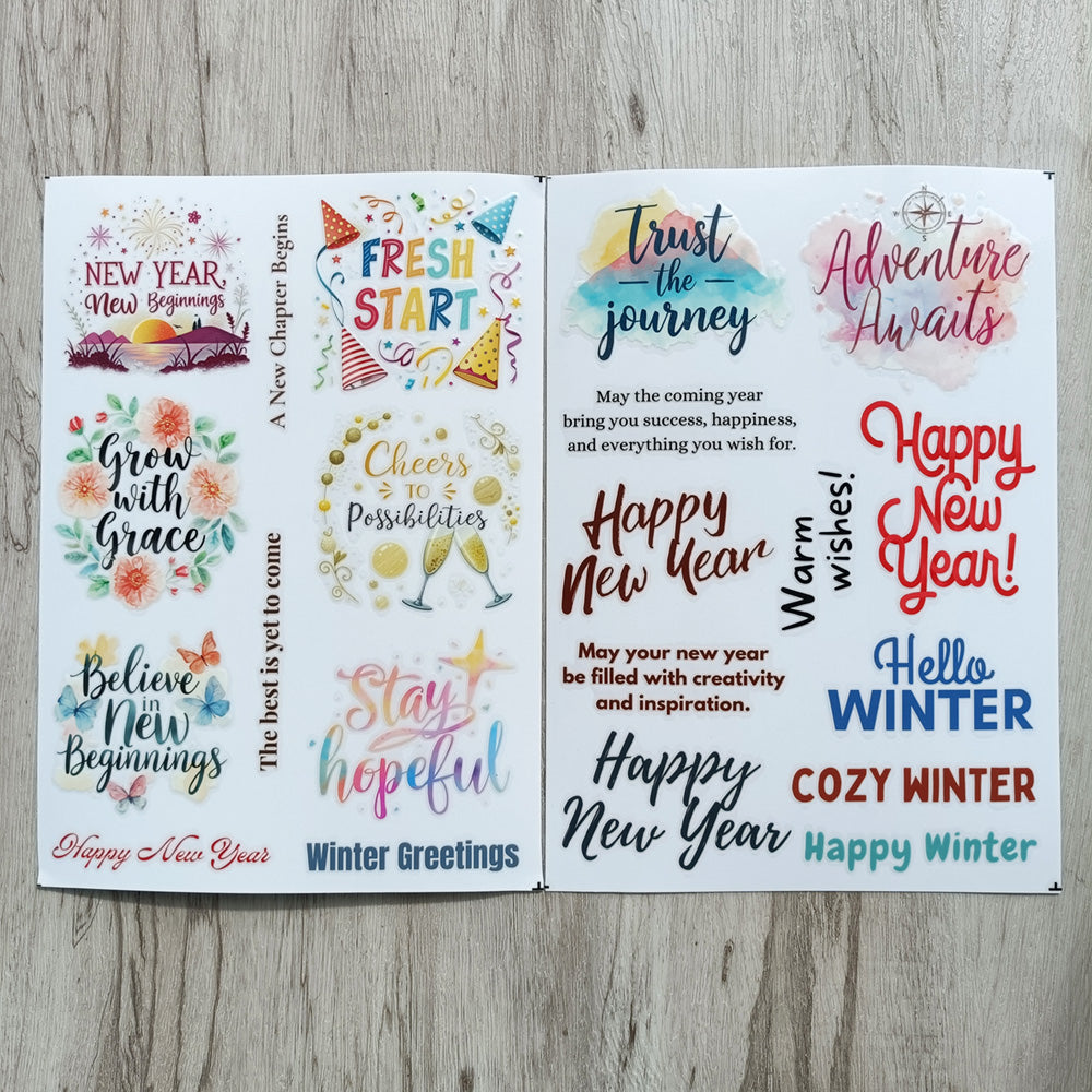 New Year Sentiments Transfer Stickers 2 Sheets – ViVi Stationery