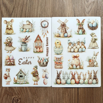 Rustic Easter Transfer Stickers 2 Sheets
