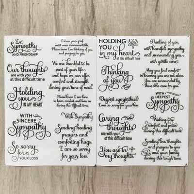 Sympathy Sentiments Transfer Stickers 2 Sheets