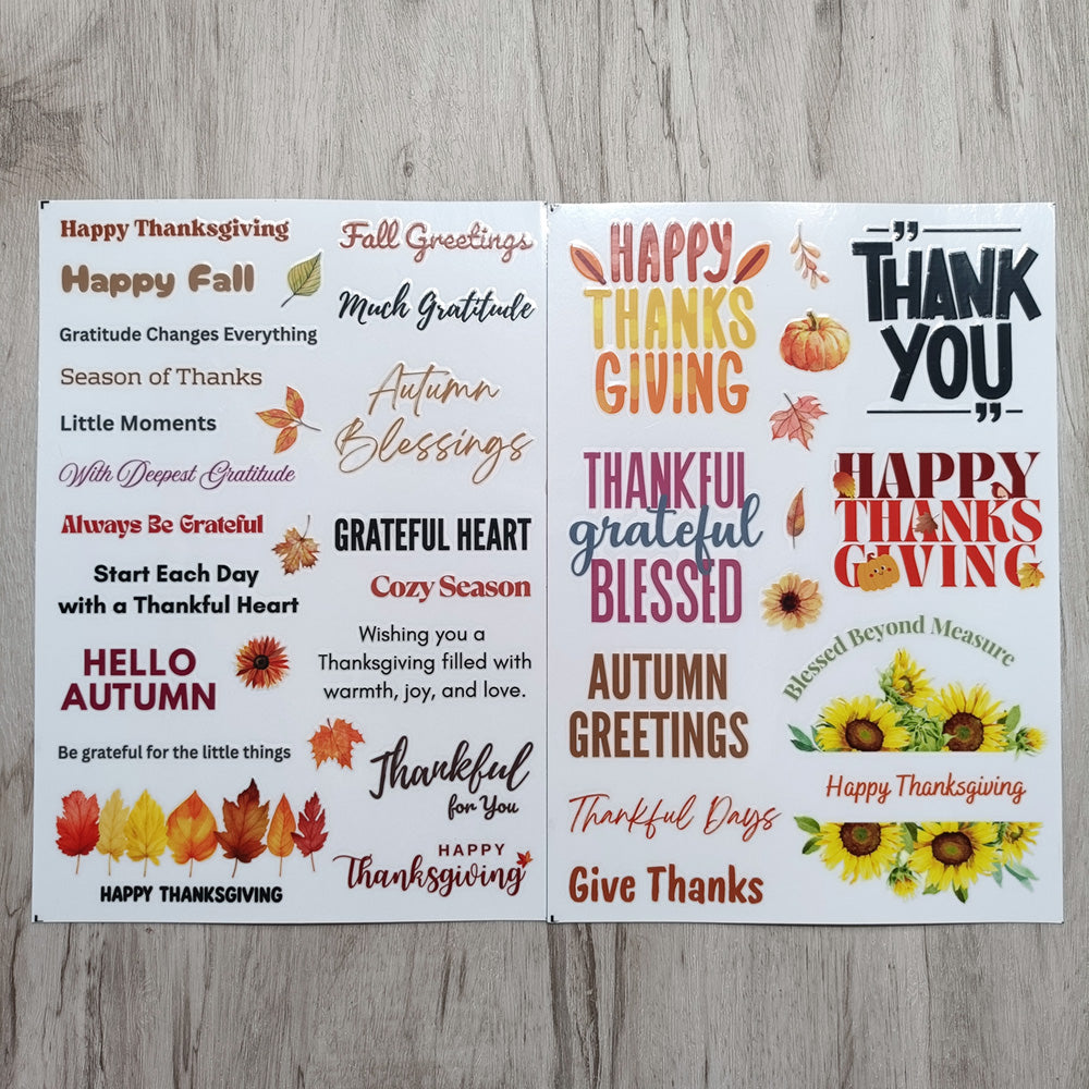Thanksgiving Sentiments Transfer Stickers 2 Sheets – ViVi Stationery