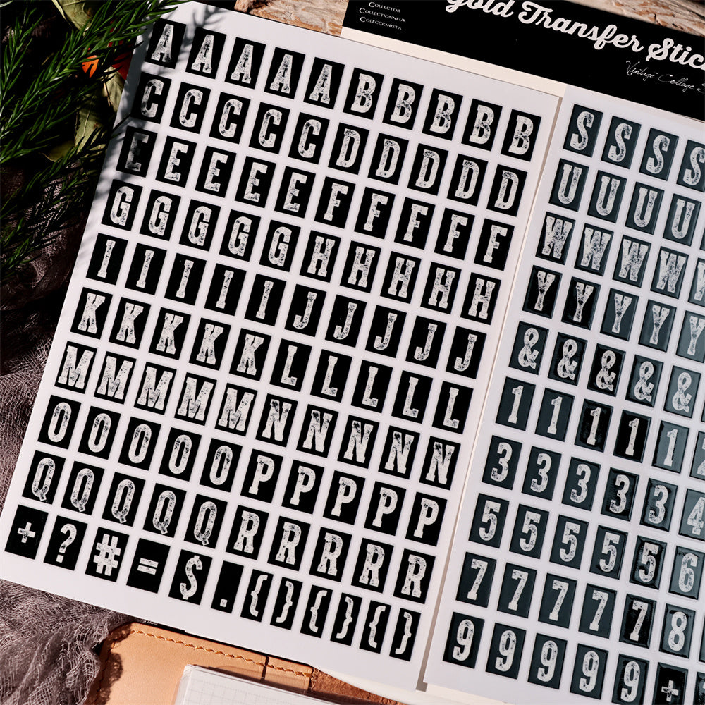 Transfer Sticker Letters UV DTF Vintage Letters & Numbers Transfer Stickers – ViVi Stationery
