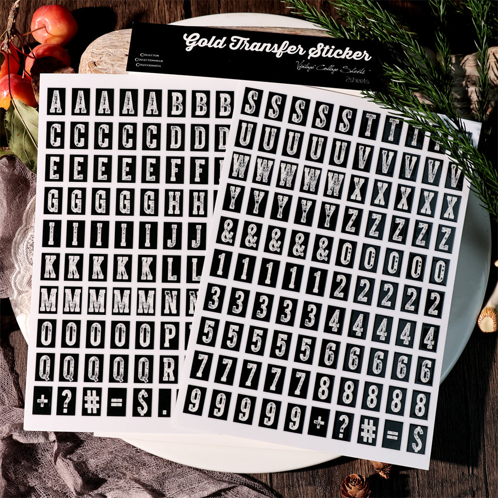 UV DTF Vintage Letters & Numbers Transfer Stickers – ViVi Stationery