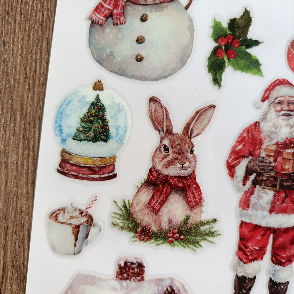 Vintage Hand-Drawn Christmas Transfer Stickers – For Gift Wrap, Phone ...