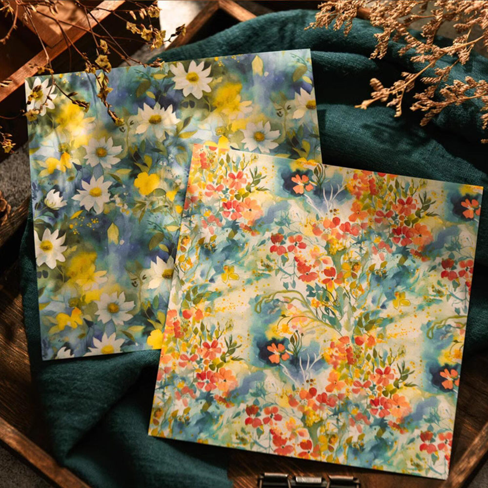 Watercolor Flower Scrapbook Paper – ViVi Stationery