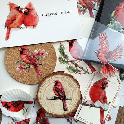 Waterproof Red Cardinal Transfer Sticker 4 Sheets