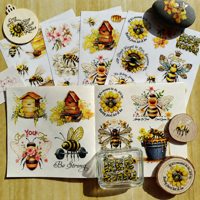 Waterproof Bee Transfer Sticker 4 Sheets