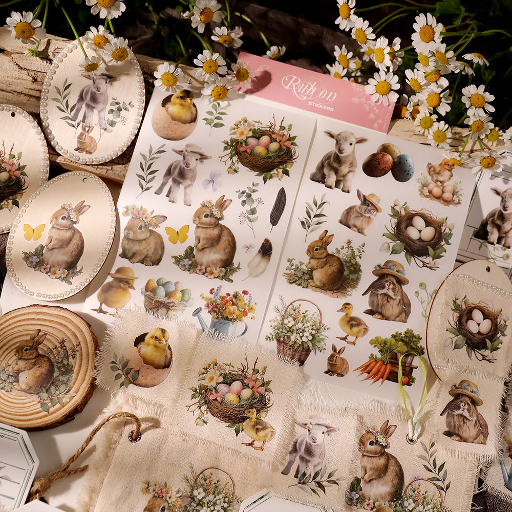 Sticker Drawings Rustic Rustic Easter Rub On Sticker – ViVi Stationery
