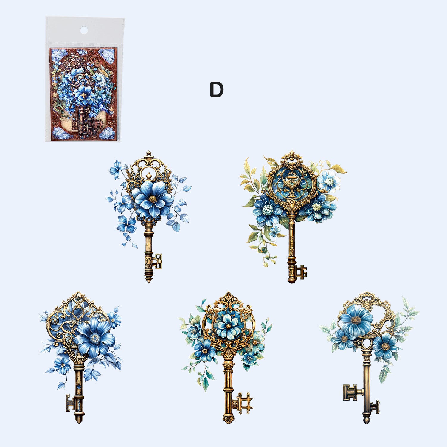 Small Key Sticker Flower and Key Sticker for Junk Journal and Scrapbook – ViVi Stationery