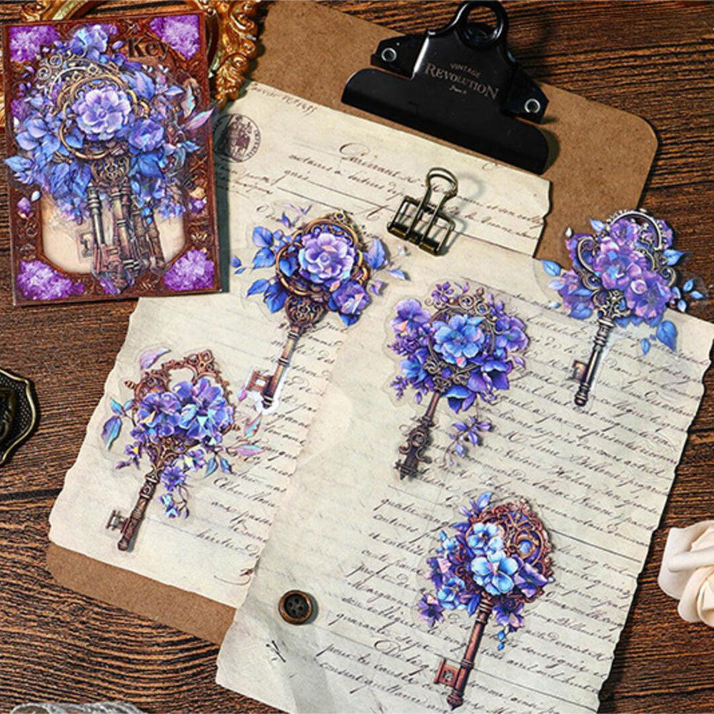 Antique Key Sticker Flower and Key Sticker for Junk Journal and Scrapbook – ViVi Stationery