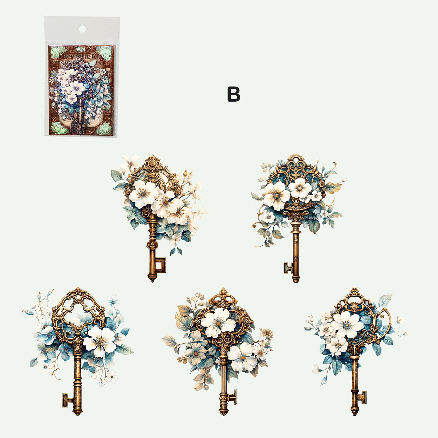 Antique Key Sticker Flower and Key Sticker for Junk Journal and Scrapbook – ViVi Stationery