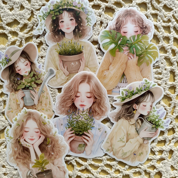 Girl with Plant Sticker