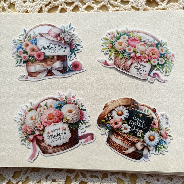 Happy Mother's Day Flower Basket Stickers