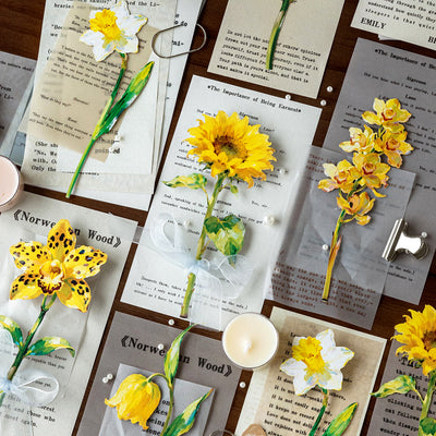 Large Floral Cardstock Stickers 10PCS
