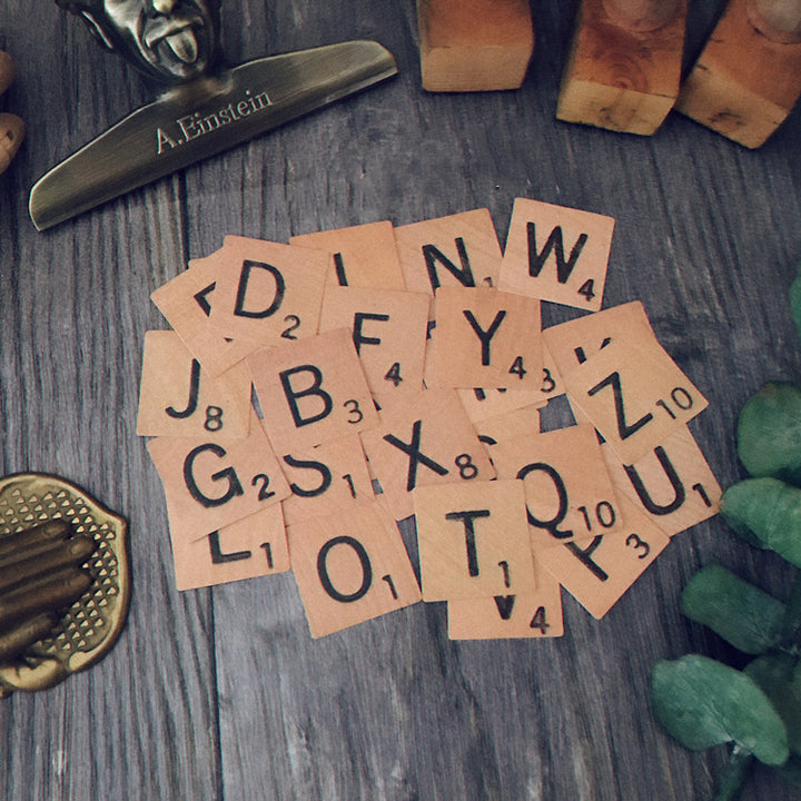 Vintage English wooden alphabet stickers