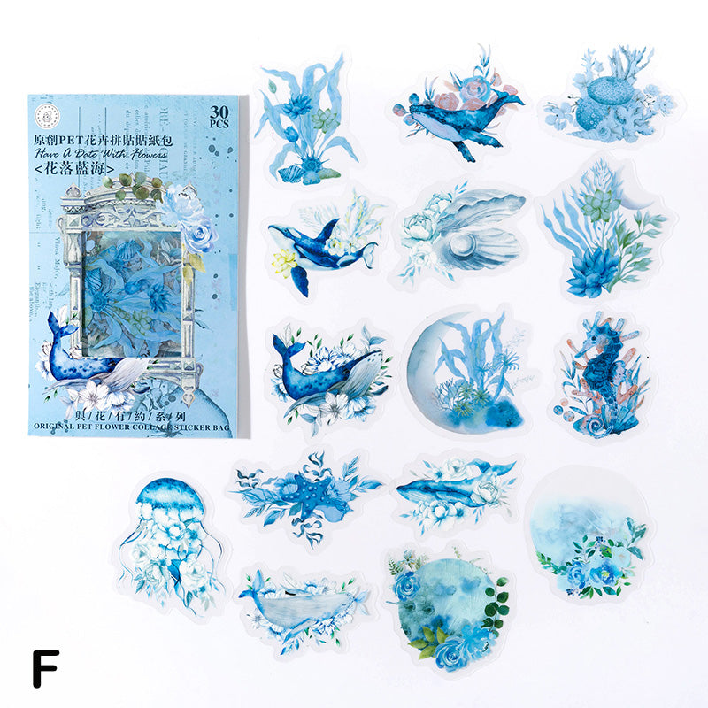 Blue Love Flower Stickers for Scrapbooking and Journaling – ViVi