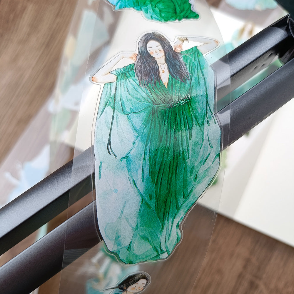 Pre-cut Green Girl Tape Sticker – ViVi Stationery