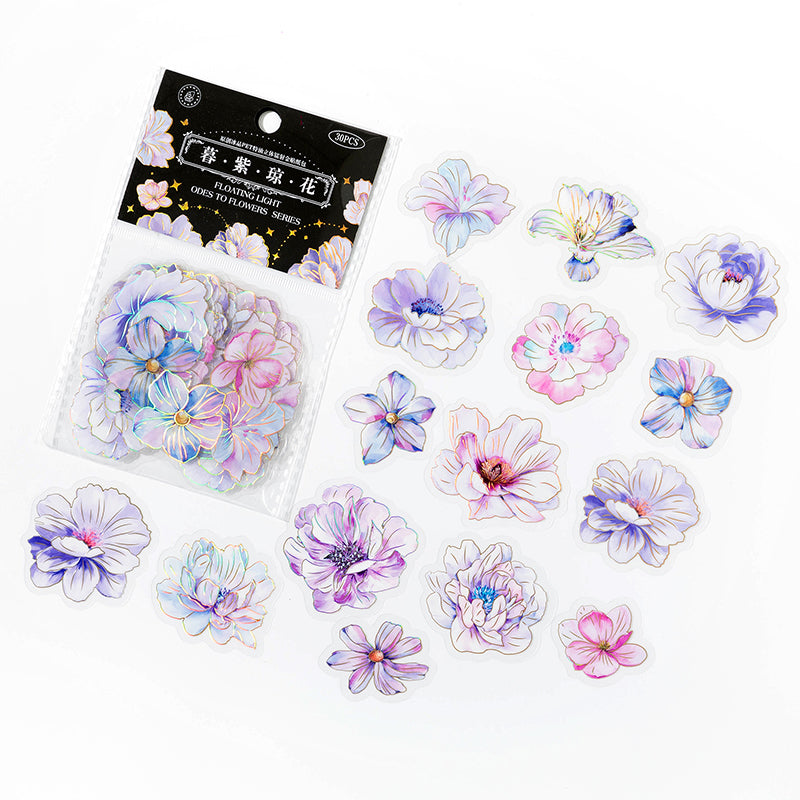 Floating Light PET Flower Stickers for Scrapbooking and Journaling