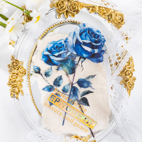 rose-flower-sticker-blue-color