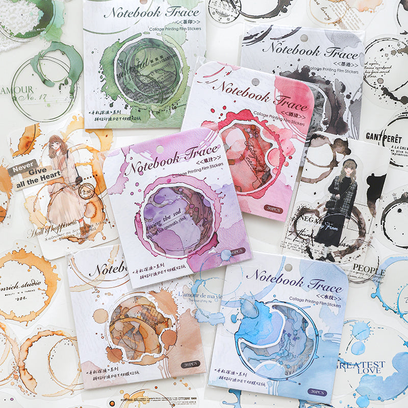 Trace Part Sticker Watercolor Round Trace Stickers – ViVi Stationery