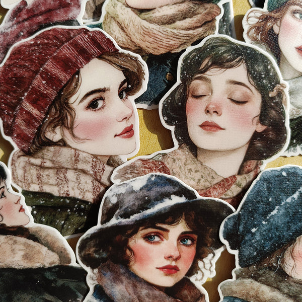 Watercolor Winter Girl Sticker