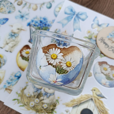 Waterproof Blue Easter Transfer Sticker 2 Sheets