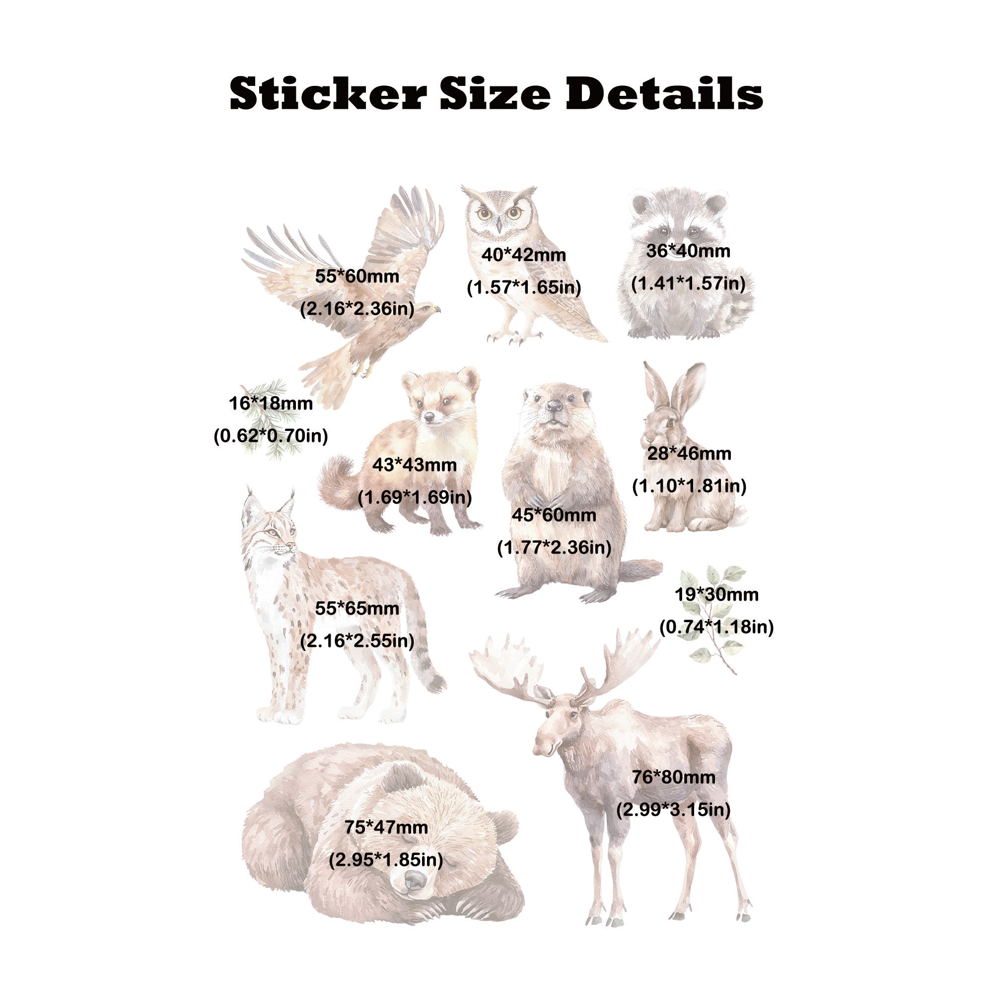 Waterproof Forest Animal Transfer Sticker 3 Sheets – ViVi Stationery