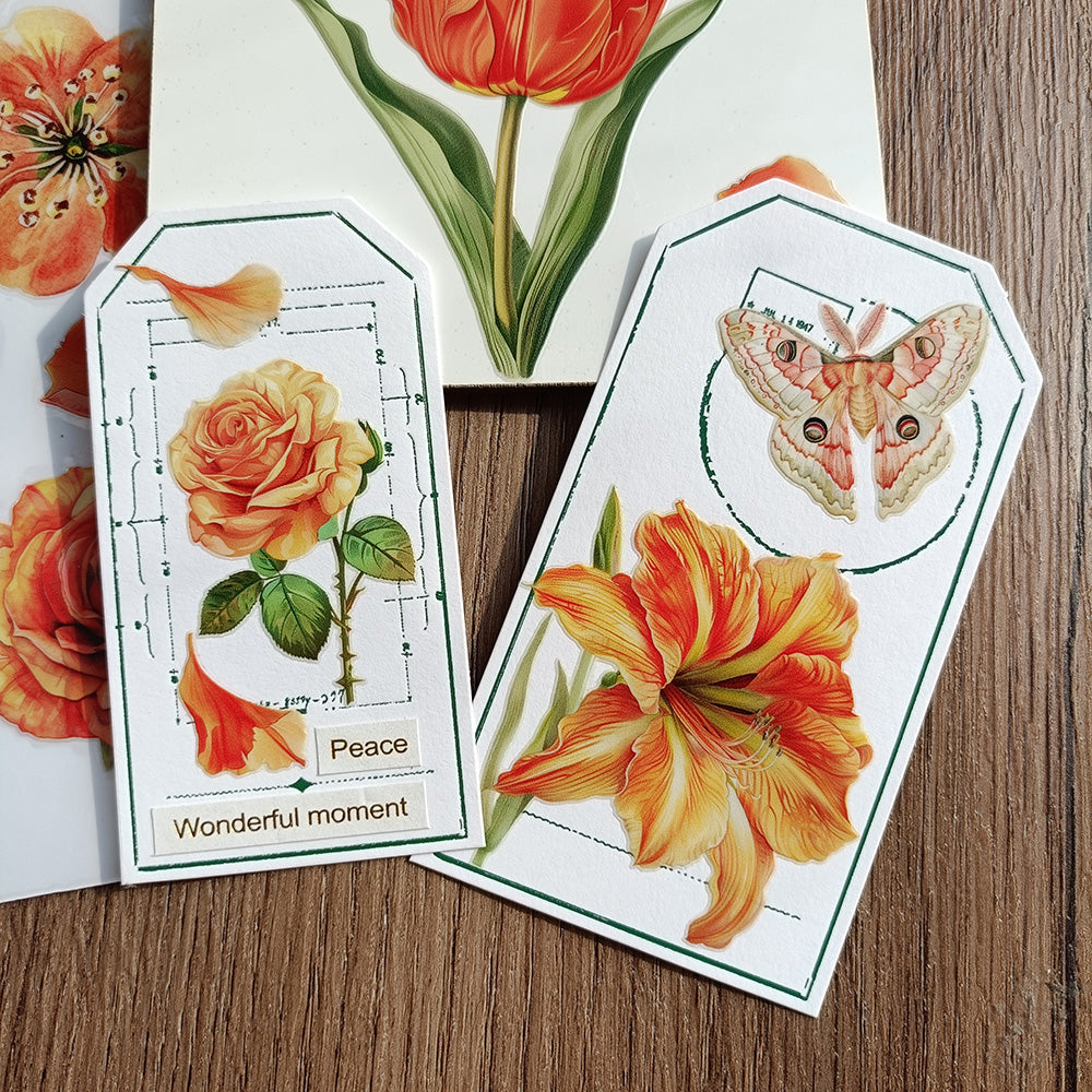 Flower Transfer Stickers Waterproof Orange Flower Transfer Sticker – ViVi Stationery