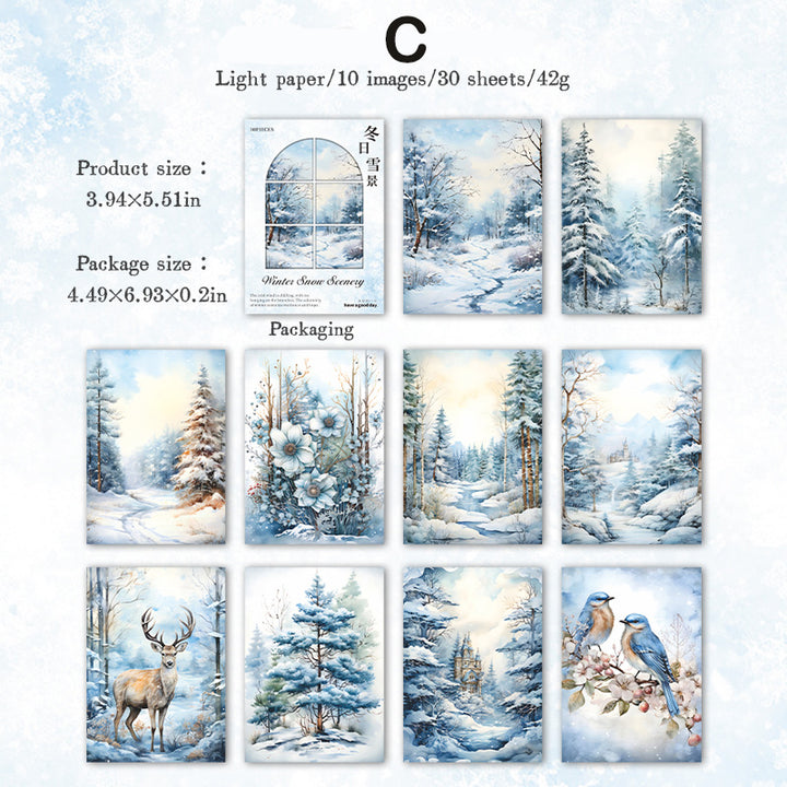 Snow Paper Sheets Winter Snow Scrapbook Paper – ViVi Stationery