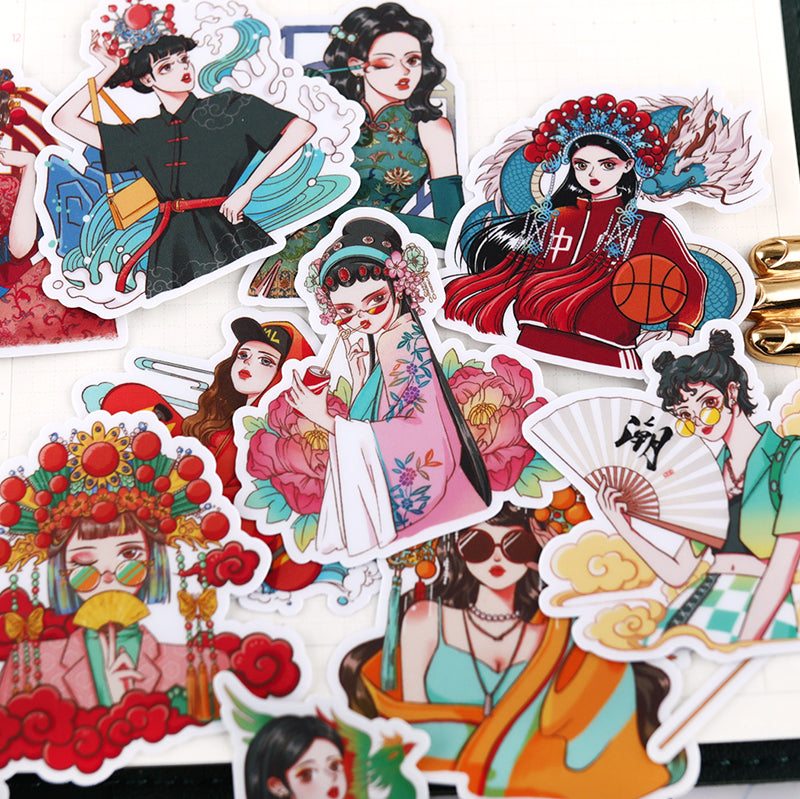 Aesthetic Peking Opera Girl Stickers for Scrapbooking and Art Journal ...