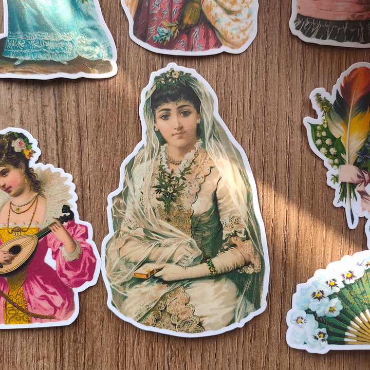 Victorian period women stickers for scrapbook