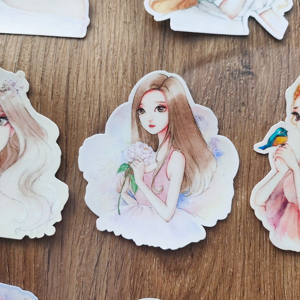 MING Aesthetic Girl Stickers 14PCS for Scrapbook and Art Journal – ViVi ...