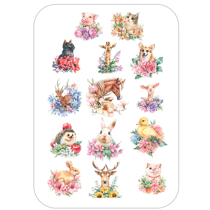 Animal and flower stickers for scrapbook