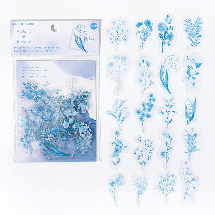 blue flower stickers for art journal
