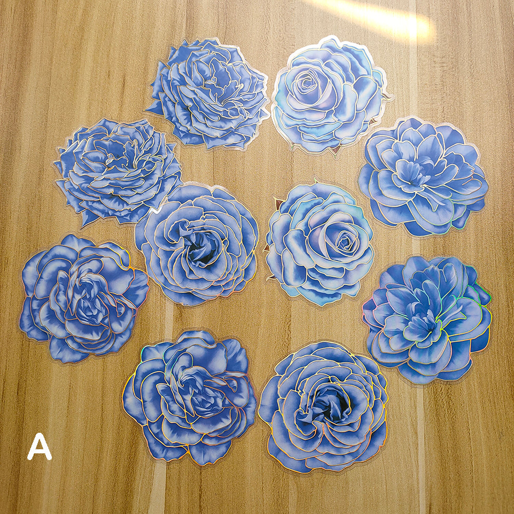 Blue Love Flower Stickers for Scrapbooking and Journaling – ViVi