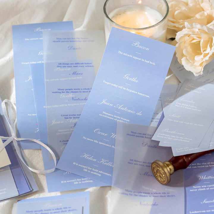 blue and vellum quote papers