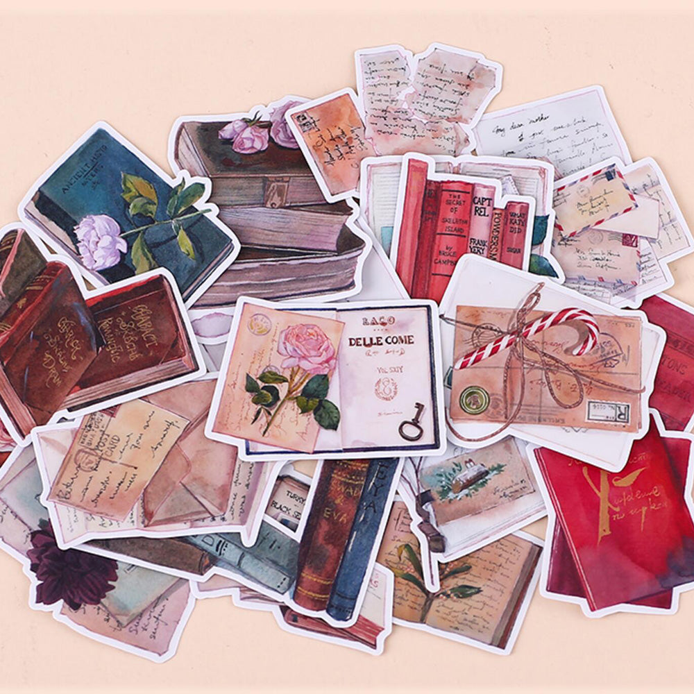 MING Vintage Book and Letter Theme Stickers