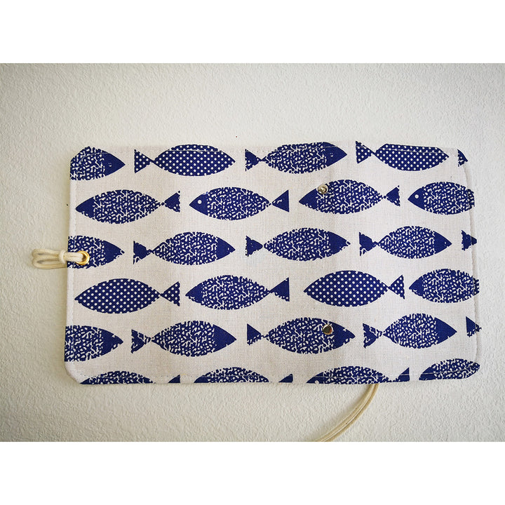 blue fish fabric journal cover
